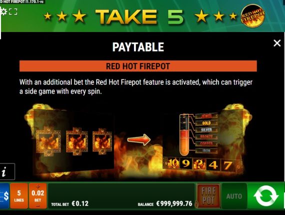 machine à sous Take 5 Red Hot Firepot écran 3