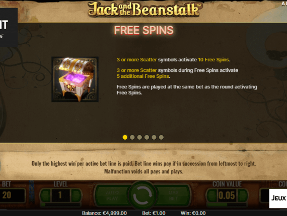 machine à sous Jack & the Beanstalk écran 3
