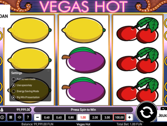 machine à sous Vegas Hot écran 4